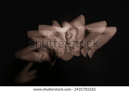 Similar – Long exposure at night of a woman waving her hands. What a pity that you stop here!