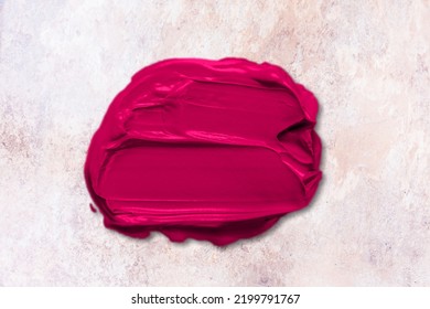 Stroke Of The Paint Brush Paint Texture Hand-drawn. Lipstick Or Nail Polish Strokes Trendy Color Makeup Swatch.