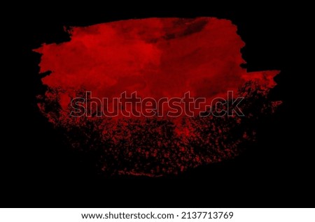 stroke red ink paint in isolated on black background