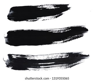 Strokes Of Black Paint Isolated On White