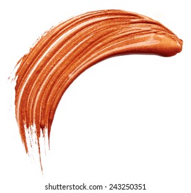 Strokes Of Bronze Paint Isolated On White Background