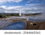 The Strokkur Geyser geothermal area in Iceland