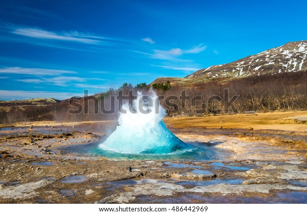 Strokkur Geysir Eruption Golden Circle Iceland Stock Photo Edit Now