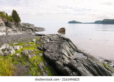 Strolling in the National Parc du Bic in Canada between the sea and beautiful landscapes in during a summer day