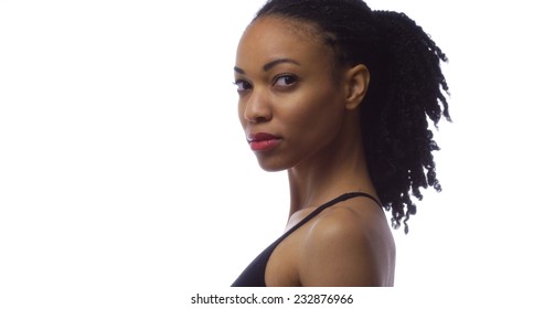 Strong Black Woman Looking At Camera