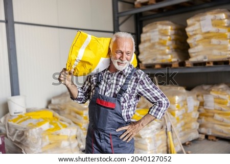 Similar – Image, Stock Photo Positive warehouse workers carrying heavy box