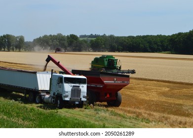 Strong City, Kansas USA  June 26 2021 Kansas Wheat Harvest In Progress