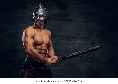 Strong Gladiator Sword His Hands He Stock Photo 1384286237 | Shutterstock