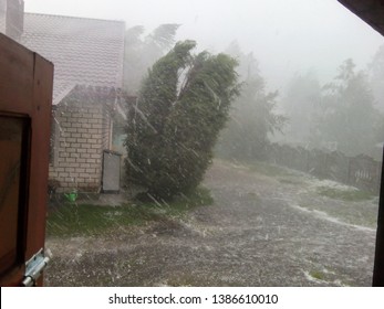 Strong Hail Storm In Summer