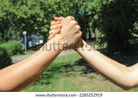 Strong handshake between two men