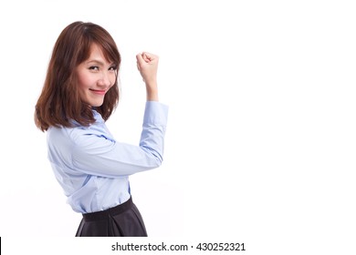 Strong, Happy, Smart Casual Asian Woman Posing Satisfying And Successful Pose, Horizontal Format