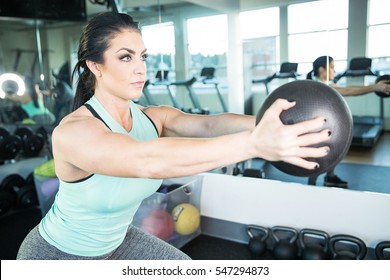 Strong Healthy Woman Holding Heavy Medicine Stock Photo (edit Now 