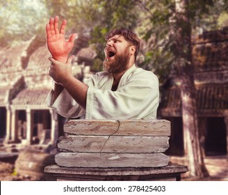 Strong Karateka With An Injured Hand