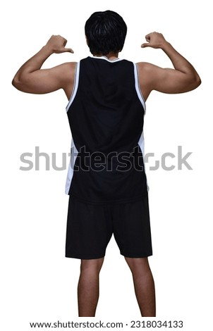 Strong latino man wearing nba jersey