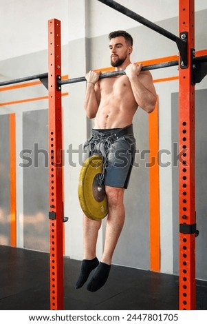 Similar – Image, Stock Photo Muscular man doing chin-ups