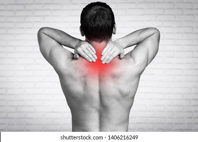 Strong Man With Neck Pain, Back View