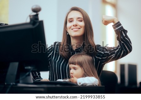
Strong Mom Flexing Her Muscles while Multitasking at Work
Mother thriving managing her own business while taking care of her child

