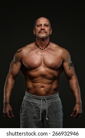 Strong Muscular Middle Age Man Posing Stock Photo (Edit Now) 266932946