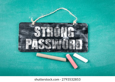 STRONG PASSWORD Text Representing Cybersecurity Protection Authentication and Digital Safety