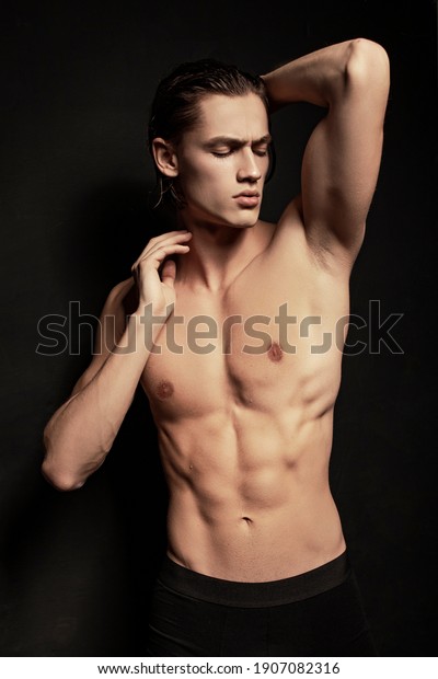 Strong Stripped Muscle Male Model White库存照片 Shutterstock