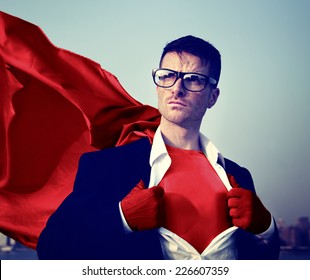 Strong Superhero Businessman Transforming Concepts - Powered by Shutterstock