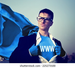 Strong Superhero Businessman WWW Concepts