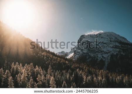 Strong wind stirs the snow on the mountain ridge [[stock_photo]] © 