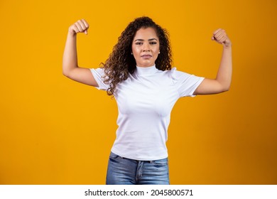 Strong Woman Showing Arm Muscles Strong Stock Photo 2045800571 ...