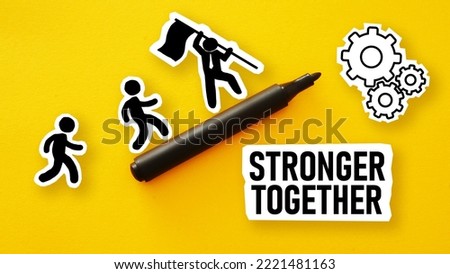 Stronger together is shown using a text