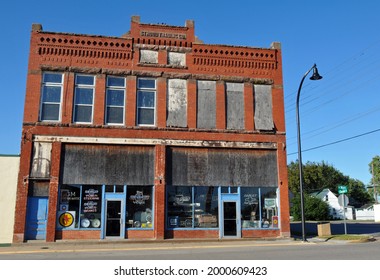 Stroud, OK, USA - Oct. 8, 2019: The historic Stroud Trading Company building on Route 66 in Stroud, Oklahoma. Built in 1901, the building also served as an opera house and hotel at various times.