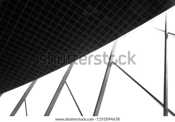 Structural Glass Wall Drop Ceiling Grid Stock Image