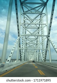 Structural Integrity And Signature Shade Of Gray Of The Chesapeake Bay Bridge In Stevensville, Maryland