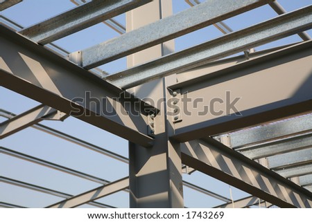Structural steel framework on new industrial unit