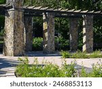 Structure with benches in the Ingraham Park in the old and affluent neighborhood of Coral Gables.