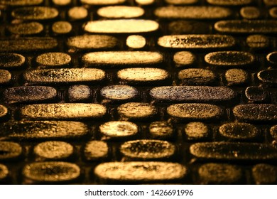 structure of road pavement in the night the reflection of the lights