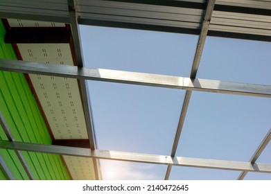 Structure Of Steel Roof Frame For Construction.