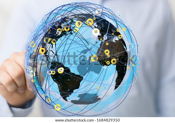 Structure of\
world economy, communication\
network.\
