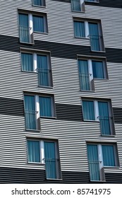 A structured facade of a modern building