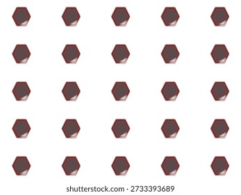 A structured grid of brown hexagons with red glowing edges on a white backdrop.
