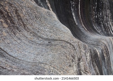 Structures Of Glacial Rock On The Way To Fox Glacier In New Zealand
