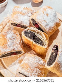 Strudel (pastry) With Poppy Seeds And Cherries