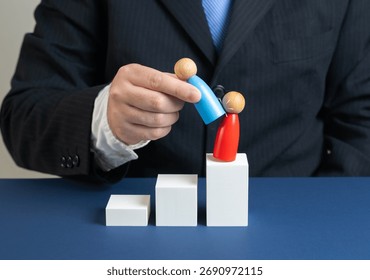 Struggle for the upper hand, overthrowing an opponent. Defeat a competitor, seize leadership, and gain control. Business rivalry, corporate power, and political competition visuals.