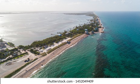 "Stuart, FL / USA - 7-16-19: Aerial view of Bathtub Reef Beach"