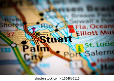 Stuart. Florida. USA on a map