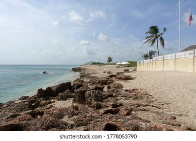 Stuart, FL/USA-7/10/20: The Rocky And Sandy Beach Outside Of  Gilbert's Bar House Of Refuge In Stuart, FL.