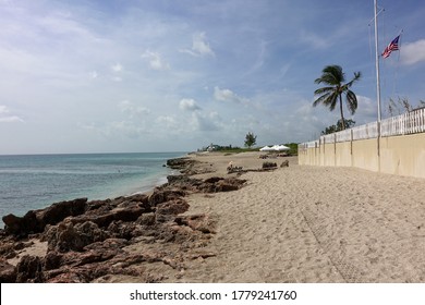 Stuart, FL/USA-7/10/20: The Rocky And Sandy Beach Outside Of  Gilbert's Bar House Of Refuge In Stuart, FL.