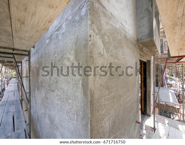 Stucco Brown Coat On Exterior Wall Stock Photo Edit Now 671716750