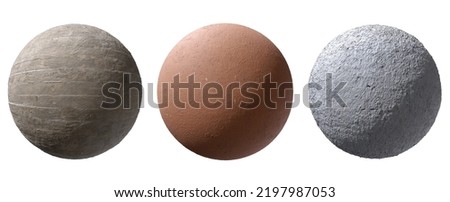 Stucco, rock sphere or balls isolated on a white background. Decorative balls for design and decoration. Many uses!