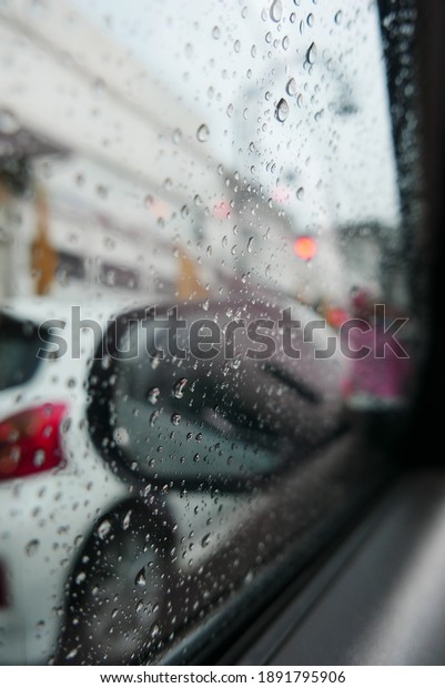 stuck in the\
car and traffic jams with rainfall\
