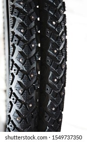                      Studded Bike Tyre Close Up